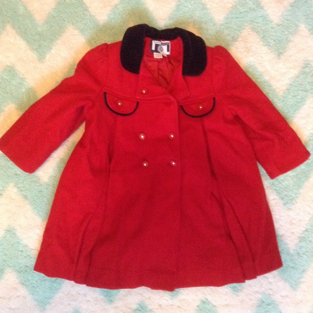 vintage YOUNG GALLERY girls red coat 5 (E4)